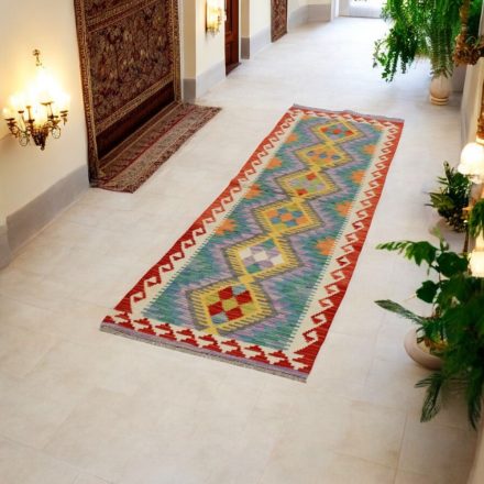 Wolle Kilim Teppich Läufer Chobi 67x242 handgewebter afghanischer Kilim