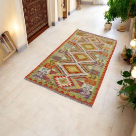   Ethnischer Kilim Läufer Chobi 83x198 handgemachter Kelim teppich