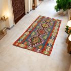 Handgewebter Kelim Teppich Läufer Chobi 80x207 afghanische Wolle Kilim