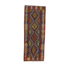 Handgewebter Kelim Teppich Läufer Chobi 80x207 afghanische Wolle Kilim