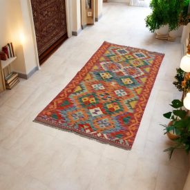   Afghanischer Kelim Teppich Läufer Chobi 78x205 ethnischer handgewebter Kilim