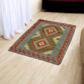 Chobi Kelim Teppich 85x129 Handgewebte Wolle Kilim