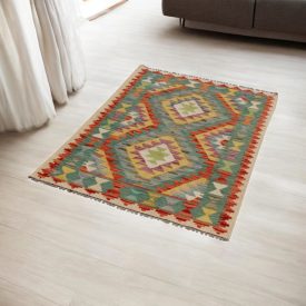   Wolle Kelim Teppich Chobi 87x120 handgewebter afghanischer Kilim