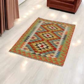   Wolle Kelim Teppich Chobi 83x119 handgewebter afghanischer Kilim
