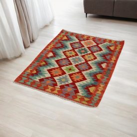   Handgewebter Kelim Chobi 82x121 afghanische Wolle Kilim Teppich
