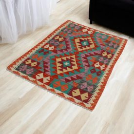 Handgewebter Afghan Kelim 87x127 Maimana Kilim Teppich