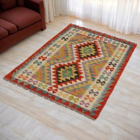   Handgewebter Kelim Chobi 82x118 afghanische Wolle Kilim Teppich