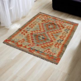   Handgewebter Kelim Chobi 80x113 afghanische Wolle Kilim Teppich