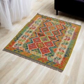   Handgewebter Kelim Chobi 84x125 afghanische Wolle Kilim Teppich