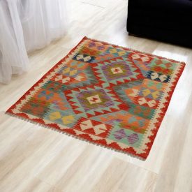   Wolle Kelim Teppich Chobi 85x117 handgewebter afghanischer Kilim