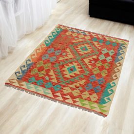 Handgewebter Afghan Kelim 88x122 Maimana Kilim Teppich