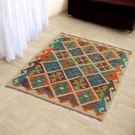   Handgewebter Kelim Chobi 85x109 afghanische Wolle Kilim Teppich