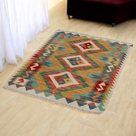  Wolle Kelim Teppich Chobi 85x115 handgewebter afghanischer Kilim