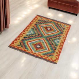   Handgewebter Kelim Chobi 75x119 afghanische Wolle Kilim Teppich