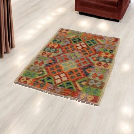   Wolle Kelim Teppich Chobi 84x118 handgewebter afghanischer Kilim