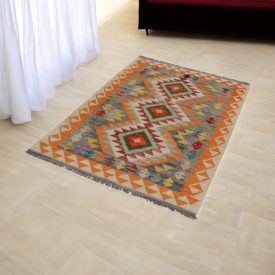Handgewebter Afghan Kelim 104x158 Maimana Kilim Teppich