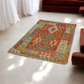   Wolle Kelim Teppich Chobi 102x152 handgewebter afghanischer Kilim