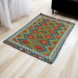   Wolle Kelim Teppich Chobi 99x150 handgewebter afghanischer Kilim