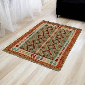 Chobi Kelim Teppich 104x150 Handgewebte Wolle Kilim