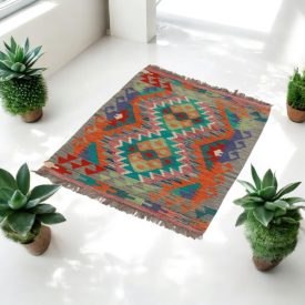 Handgewebter Afghan Kelim 64x93 Maimana Kilim Teppich