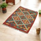 Handgewebter Kelim Chobi 62x101 afghanische Wolle Kilim Teppich