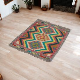   Wolle Kelim Teppich Chobi 70x97 handgewebter afghanischer Kilim