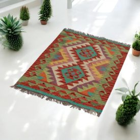 Handgewebter Afghan Kelim 65x93 Maimana Kilim Teppich