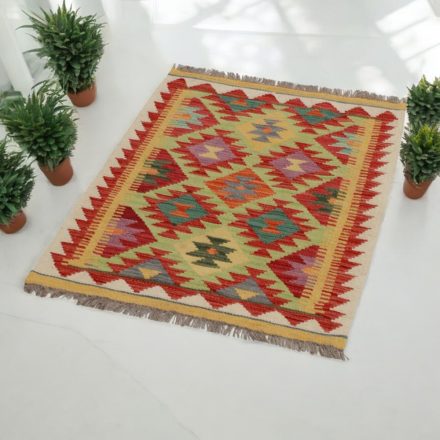 Handgewebter Kelim Chobi 64x89 afghanische Wolle Kilim Teppich