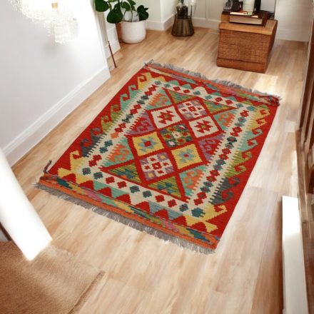 Wolle Kelim Teppich Chobi 65x94 handgewebter afghanischer Kilim