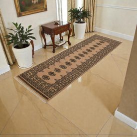   Teppichläufer beige Bokhara 252x80 handgeknüpfter pakistanischer Teppich