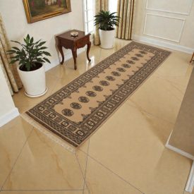   Teppichläufer beige Bokhara 244x81 handgeknüpfter pakistanischer Teppich