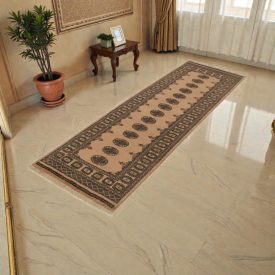   Teppichläufer beige Bokhara 244x78 handgeknüpfter pakistanischer Teppich