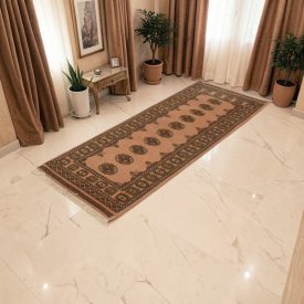   Teppichläufer beige Bokhara 204x80 handgeknüpfter pakistanischer Teppich
