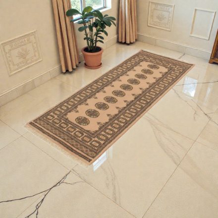 Teppichläufer beige Bokhara 195x80 handgeknüpfter pakistanischer Teppich