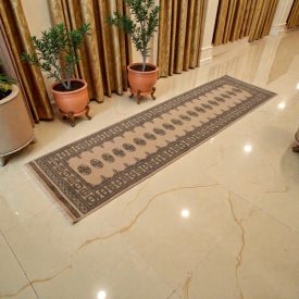   Teppichläufer beige Bokhara 279x79 handgeknüpfter pakistanischer Teppich