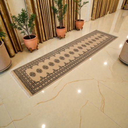 Teppichläufer beige Bokhara 305x80 handgeknüpfter pakistanischer Teppich