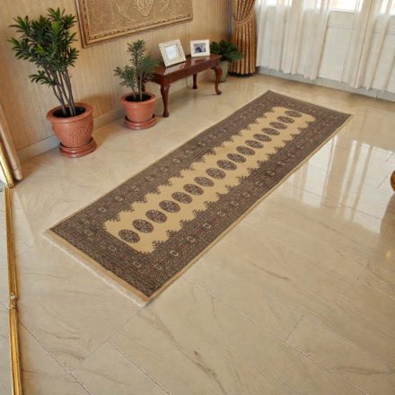 Teppichläufer beige Bokhara 230x77 handgeknüpfter pakistanischer Teppich