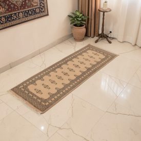  Teppichläufer beige Jaldar 185x62 handgeknüpfter pakistanischer Teppich