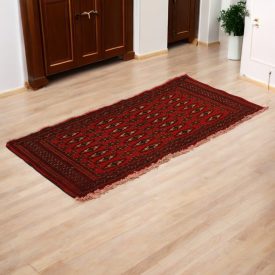   Turkmenischer Teppich Balisht Nakhsha 52x106 kleiner handgeknüpfter Teppich