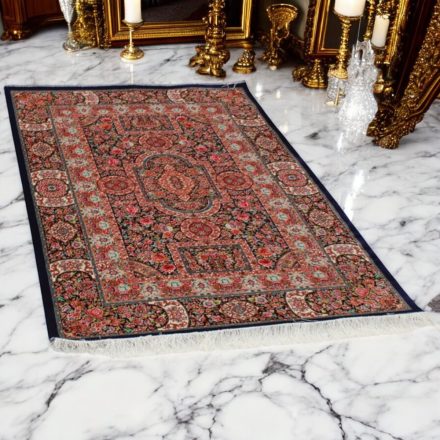 Seidenteppich Baharan kobaltblau 100x150 hochwertiger Viskose Seidenteppich aus dem Iran