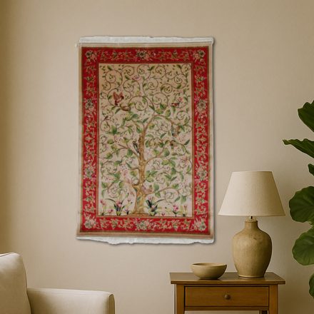 Seidenteppich Lebensbaum motiv beige 80x120 Viskose-Seide Perserteppich