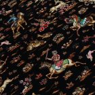 Seidenteppich Jagd blau 100x150 Iranischer Viskose Seidenteppich