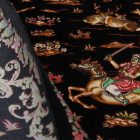 Seidenteppich Jagd blau 100x150 Iranischer Viskose Seidenteppich