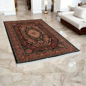   Seidenteppich Nasrin blau 150x225 hochwertiger Viskose Seidenteppich aus dem Iran