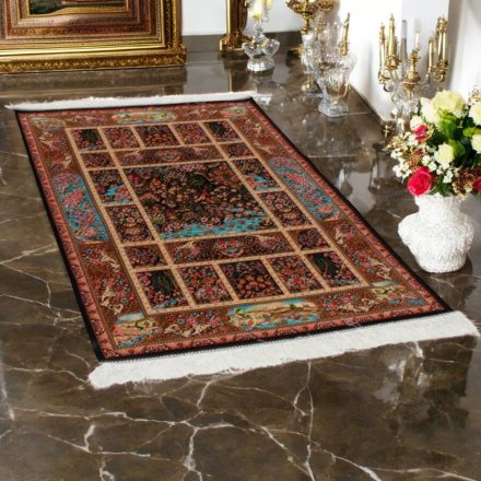 Seidenteppich Golrokh blau 100x150 Iranischer Viskose Seidenteppich