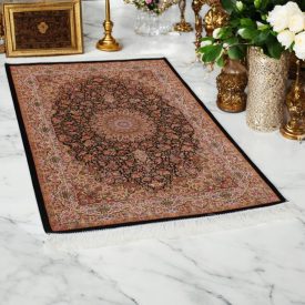 Seidenteppich Helya blau 100x150 Viskose-Seide Perserteppich