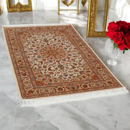 Seidenteppich Negin cream 100x150 hochwertiger Viskose Seidenteppich aus dem Iran