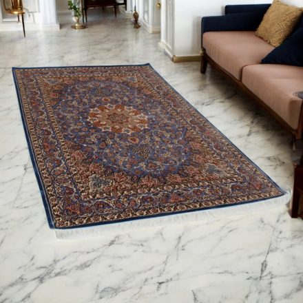 Seidenteppich Mojan hellblau 150x225 Viskose-Seide Perserteppich