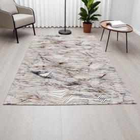   Modern teppich beige braun Blau NADIM 140x200 Maschinell hergestellter moderner Teppich für Wohnzimmer oder Schlafzimmer