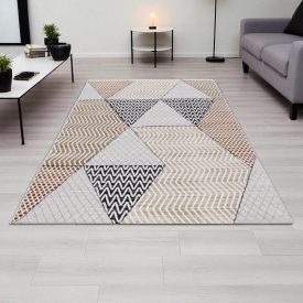   Modern teppich beige braun Blau MELIS 140x200 Maschinell hergestellter moderner Teppich für Wohnzimmer oder Schlafzimmer